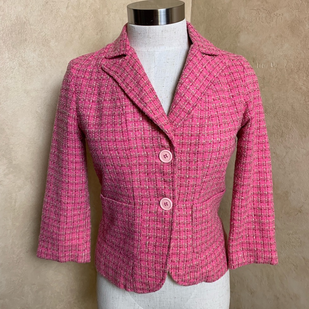 dmbm vintage 1990s? pink tweed blazer jacket